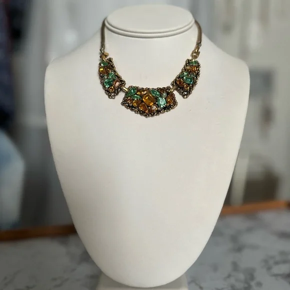 🥂SOLD🥂Vintage Crystal Barclay Signed Necklace, Gold-Tone Emerald Amber, 15” - Picture 13 of 13